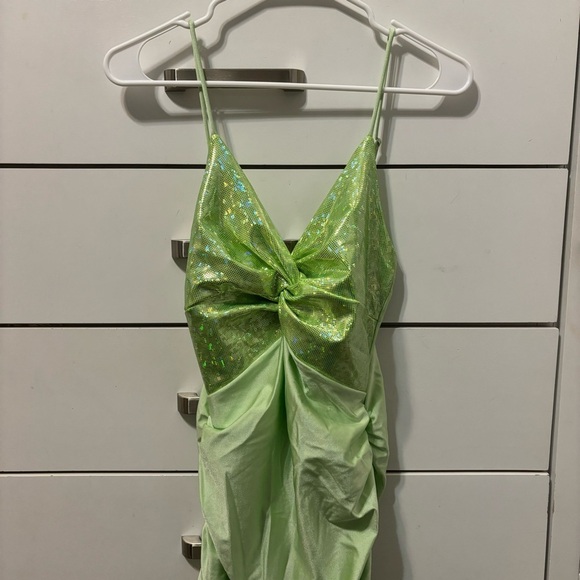 Lucy In The Sky Green Sparkly Mini Dress - Picture 2 of 8